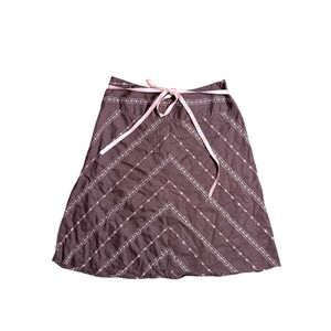 My Michelle Brown Pink Embroidered A-Line Skirt